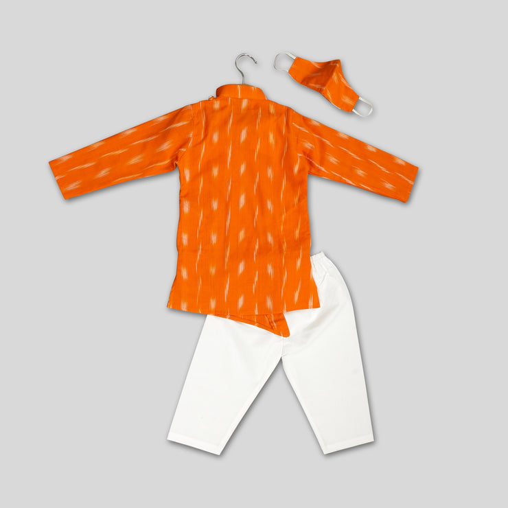 Orange Kurta Pyjama Set For Boys
