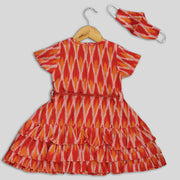 Red Skater Frock For Girls With Flares and Mask