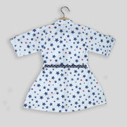 White Star Printed Cotton Frock for Girls