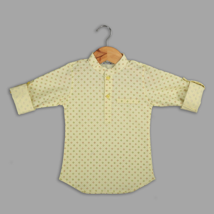 Yellow Cotton Shirt For Boys