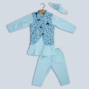 Blue Kurta and Pyjama Set With Jacket