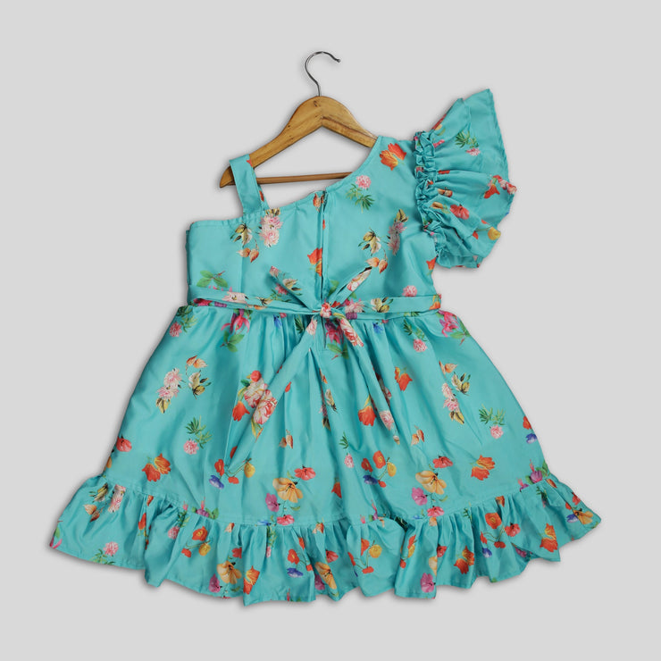 Sea Blue Frock For Girls