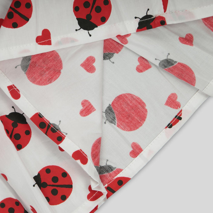 White Cotton Ladybug Print Frock