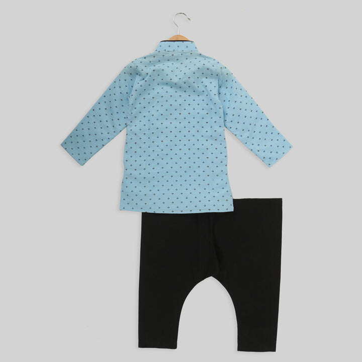 Blue Cotton Kurta And Pyjama set For Boys