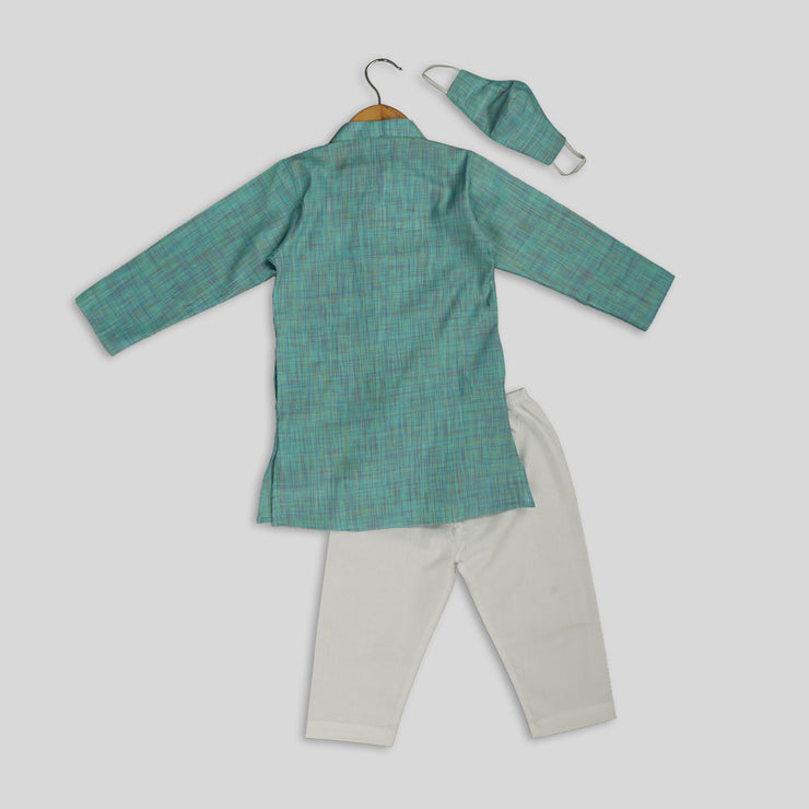 Green Kurta Pyjama Set For Boys