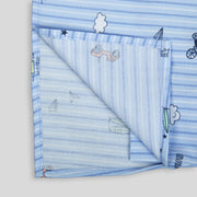 Blue Striped Cotton Kurta and White Pyjamas