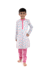 Paper Rocket Print Kurta Pyjama Set for Boys