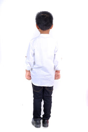 Casual White Joker Motif Linen Kurta Shirt