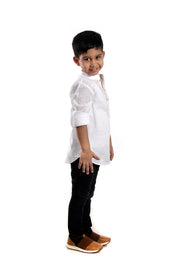 Cotton White Kurta with Swarovski Thor Motif