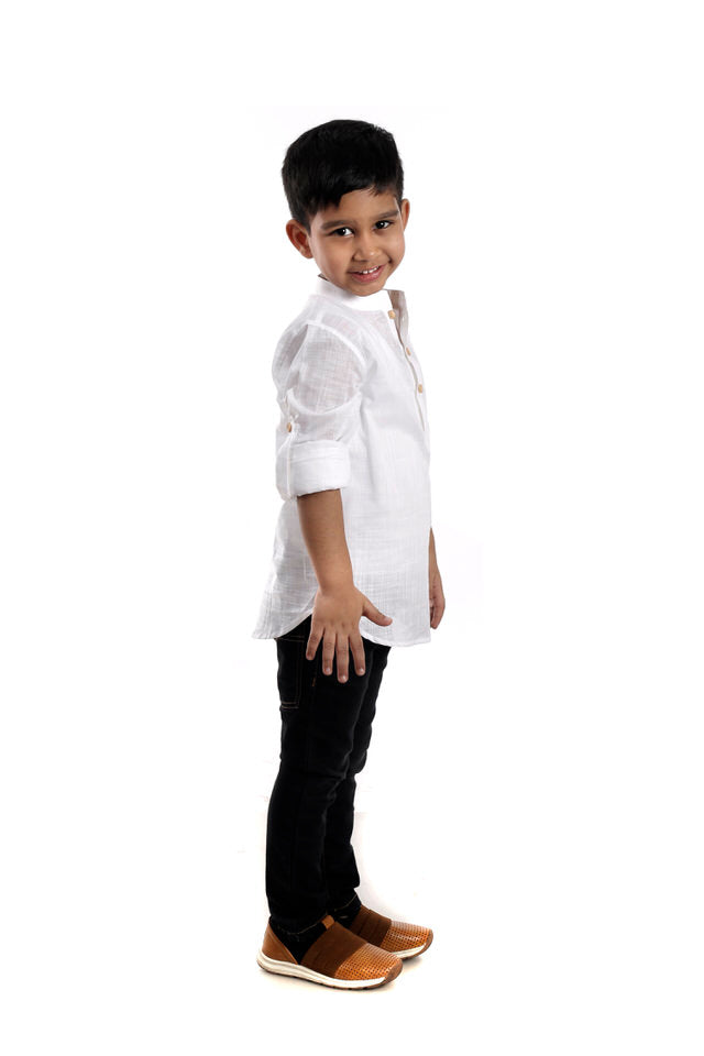 Cotton White Kurta with Swarovski Thor Motif