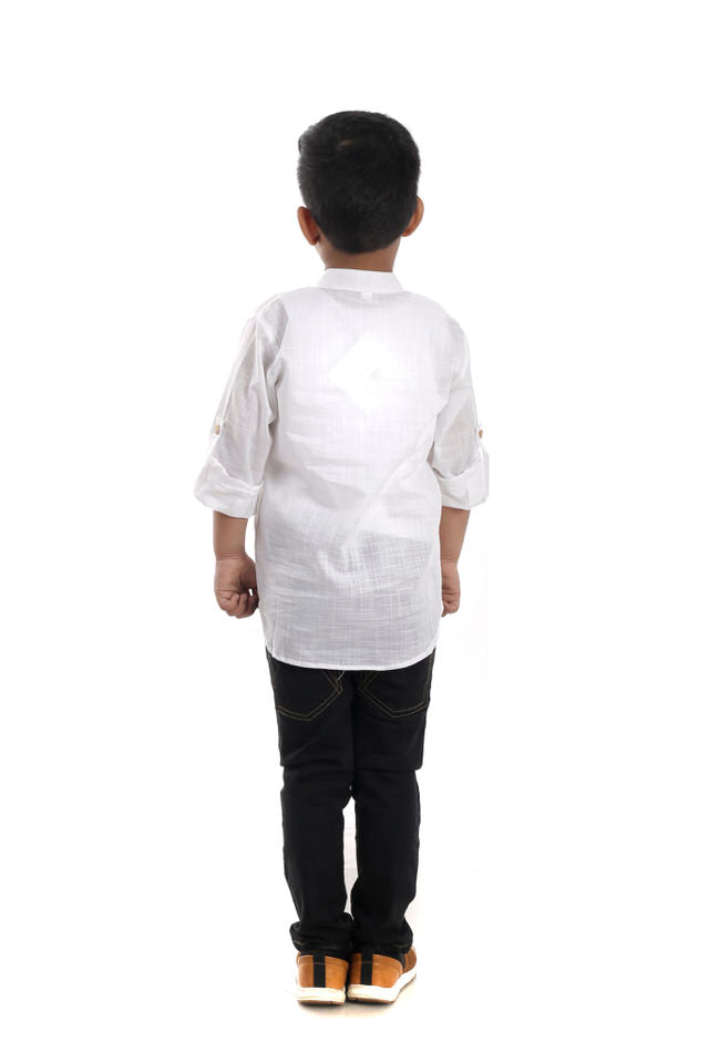 Cotton White Kurta with Swarovski Thor Motif