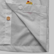 Full-Sleeved Mandarin Collared White Shirt made from Giza Cotton with Embroidered Motif of Swarovski Crystals
