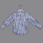 White and Blue Print Cotton Kurta Shirt with Car Motif