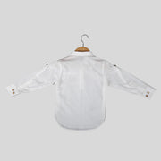 Giza Cotton White Casual Shirt For Boys With Monkey Motif