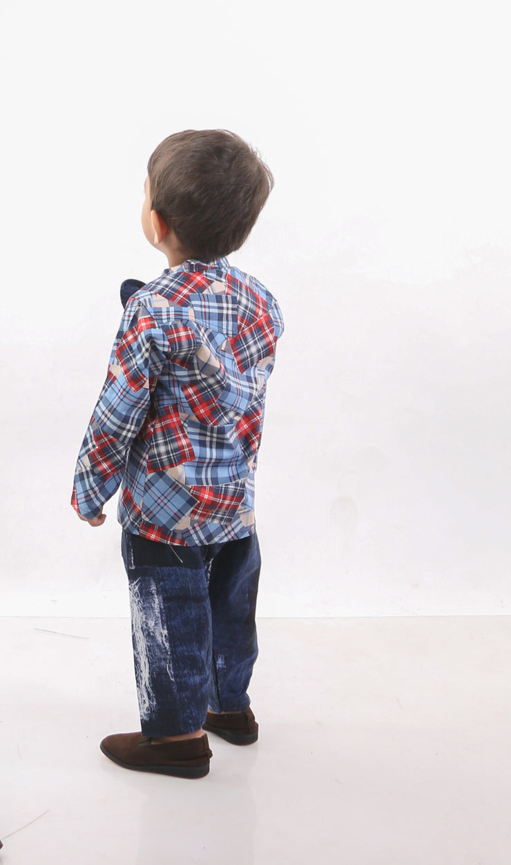 Funky Blues Casual Pant And Shirt For Boys