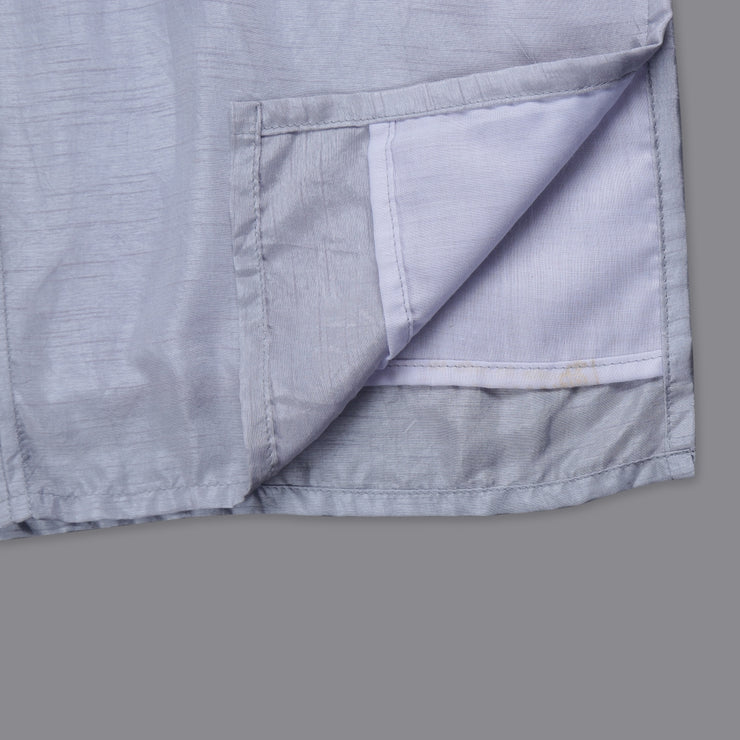 Grey Silk Kurti and Emroidered Organza Skirt Set for Girls