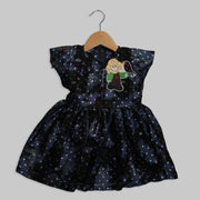 Navy Blue Organza Frock with Scarecrow Motif