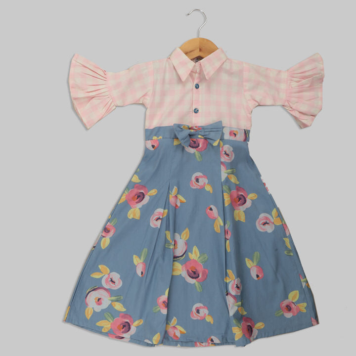 Pink and Blue Cotton Frock
