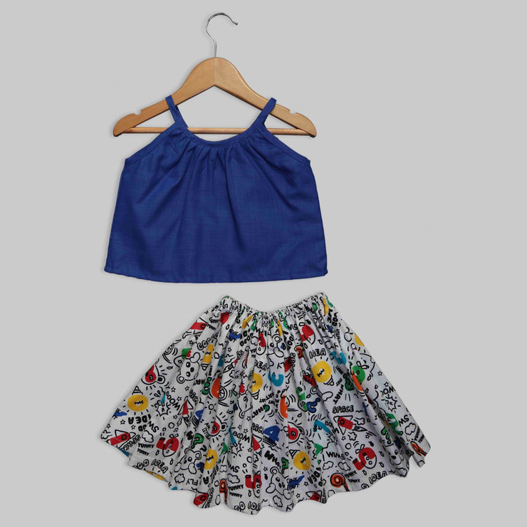 Blue and White Cotton Tee and Skirt