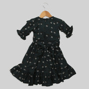Dark green Rayon Skater Frock For Girls