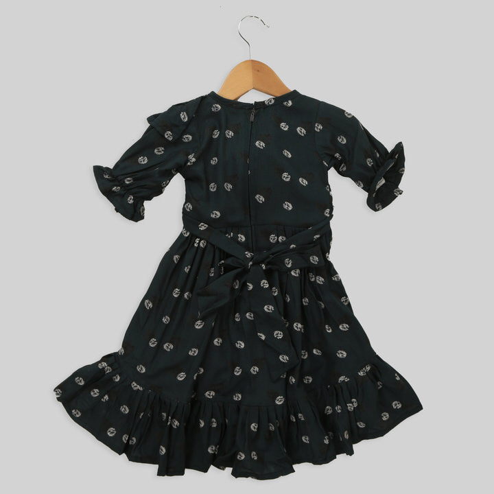 Dark green Rayon Skater Frock For Girls