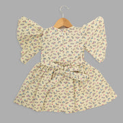 Yellow And Pink Skater Frock For Girls