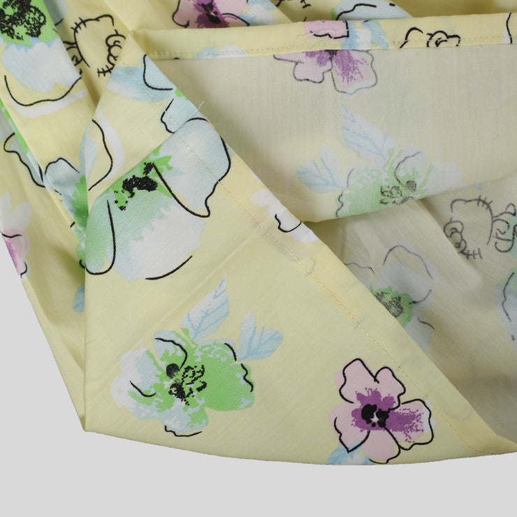 Yellow Cotton Skater Frock For Girls with Floral Print