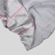 Silver Satin A-Line Frock For Girls with Pink Bow