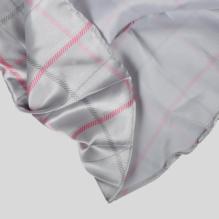 Silver Satin A-Line Frock For Girls with Pink Bow