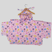 Pink Cotton Spaghetti Skater Frock For Girls With Zoo Print