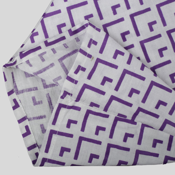 White and Purple Cotton Jumpsuit For Girls with Penguin Motif