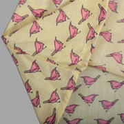 Yellow Cotton Frock for Girls with Bird Print