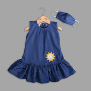 Blue Cotton Frock For Girls