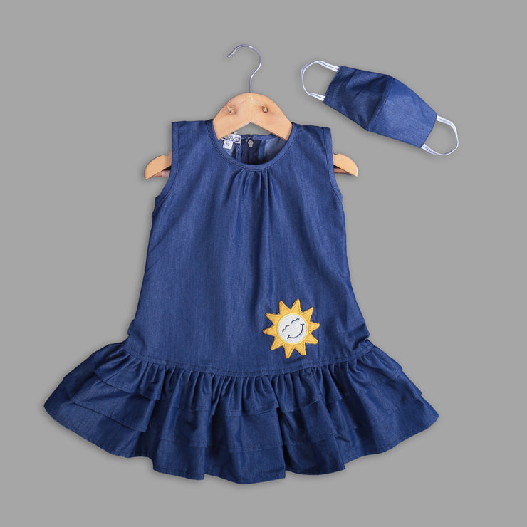Blue Cotton Frock For Girls