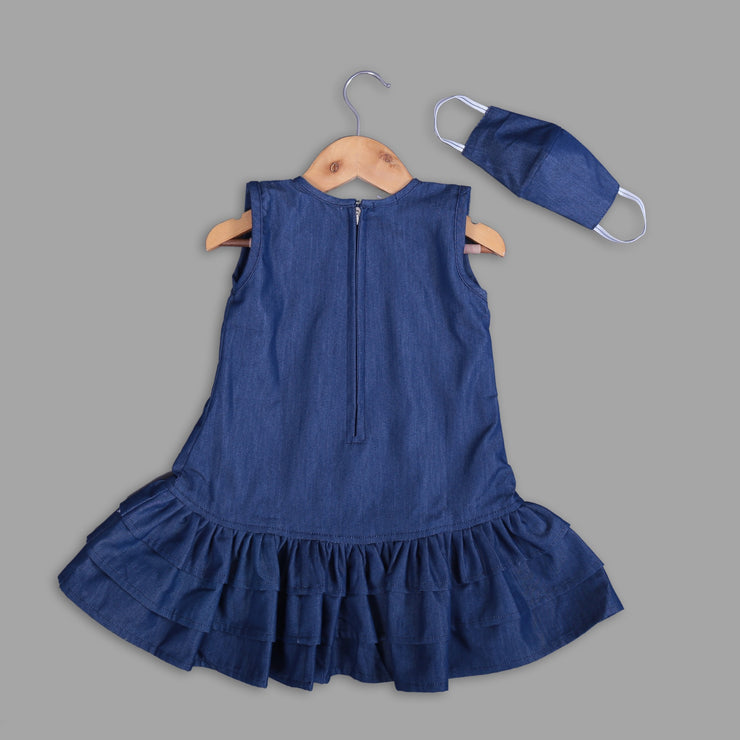 Blue Cotton Frock For Girls