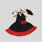 Blue and Red Cotton Dress For Girls