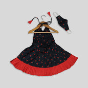 Blue and Red Cotton Dress For Girls