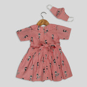 Red Cotton Frock with Pleats