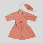 Peach Corduroy Frock for Girls
